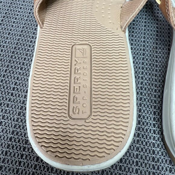 Sperry top Sider Women's Size 10M Beige & White Parrotfish Braided Flip-Flops - Picture 3 of 10